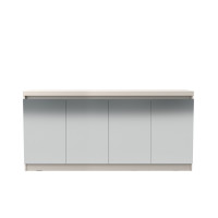 Manhattan Comfort 105955 Viennese 62.99 in. 6- Shelf Buffet Cabinet with Mirrors in Off White 